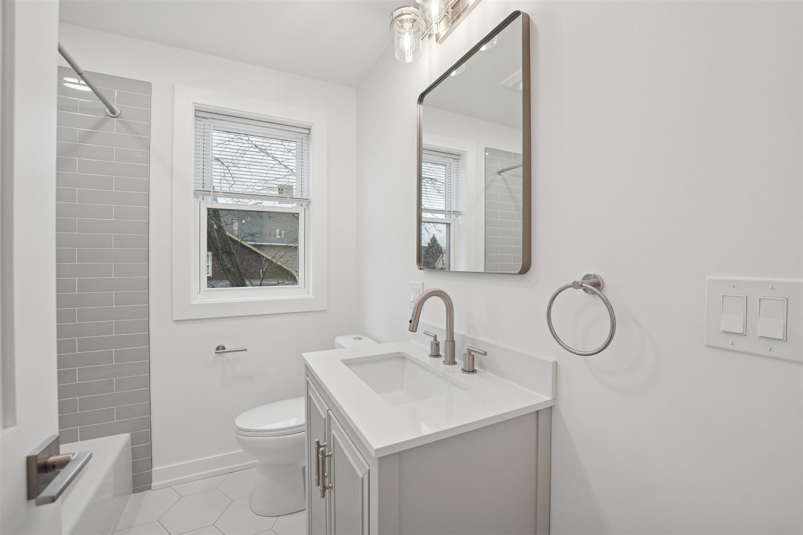 Bright white bathroom with fresh paint